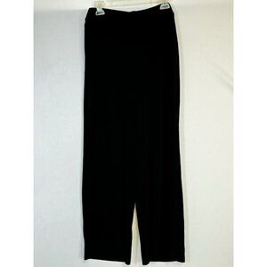 Chicos Womens Wide-Leg Black Pants Size 2P Acetate & Spandex Blend Like Traveler